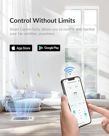 SmartFlow™ Pro Smart Register Booster Fan with Intelligent Thermostat, Remote Control & Quiet HVAC Airflow