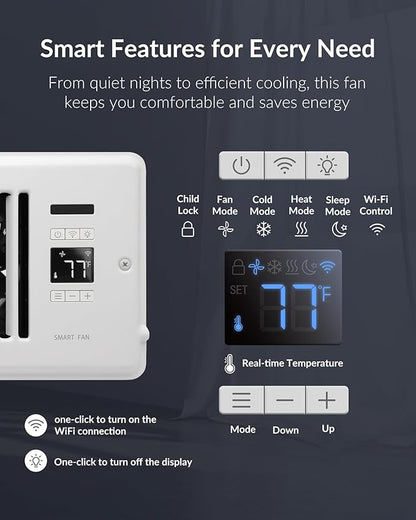 SmartFlow™ Pro Smart Register Booster Fan with Intelligent Thermostat, Remote Control & Quiet HVAC Airflow