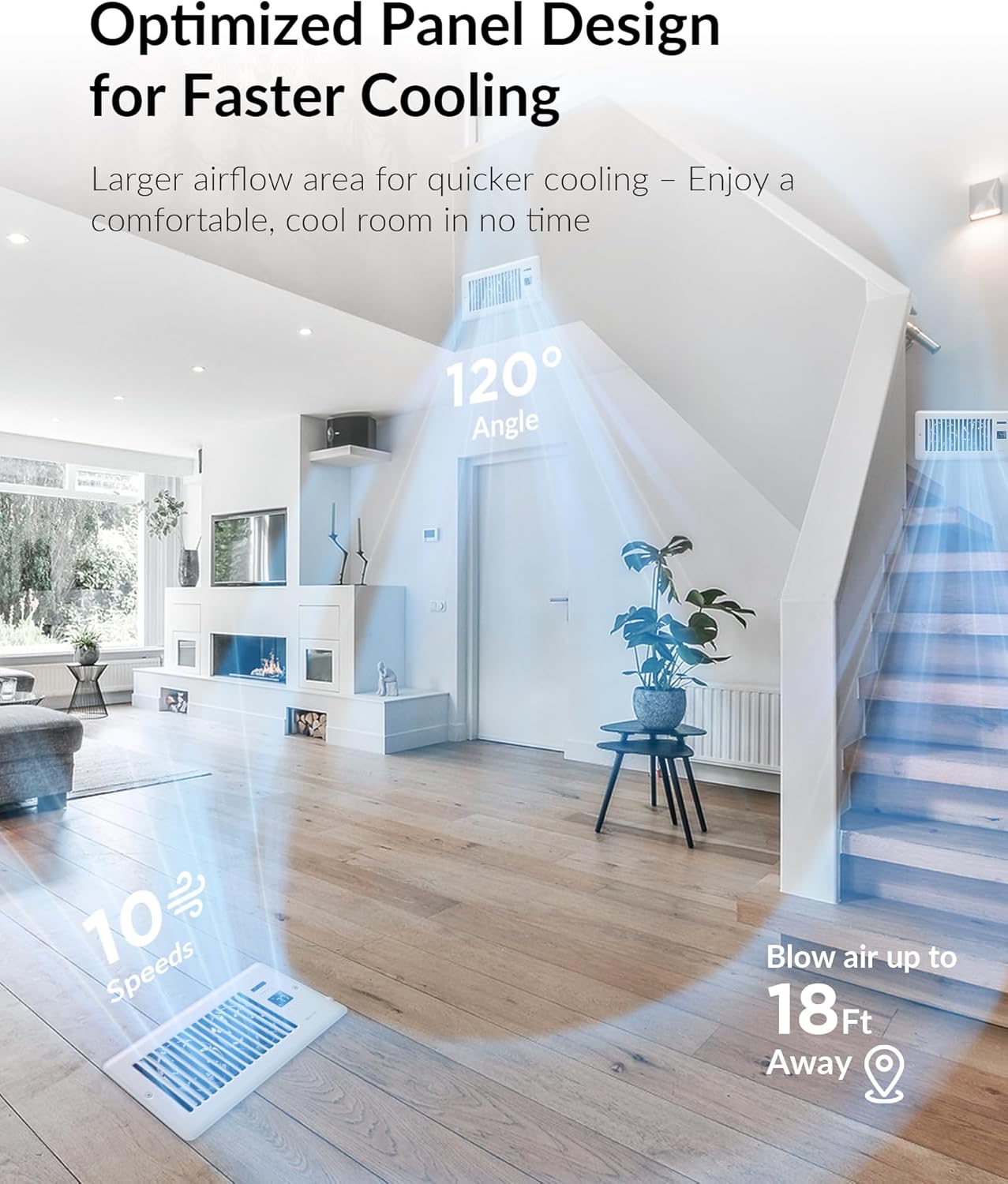 SmartFlow™ Pro Smart Register Booster Fan with Intelligent Thermostat, Remote Control & Quiet HVAC Airflow