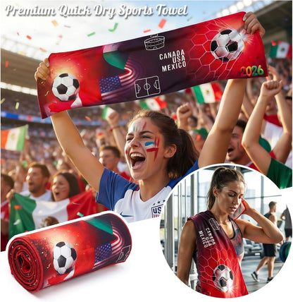 EXUN World Cup 2026 Soccer Fan Gift Set – 9PC Sports Accessories Bundle with Tumbler, Hat, Towel & Keychain