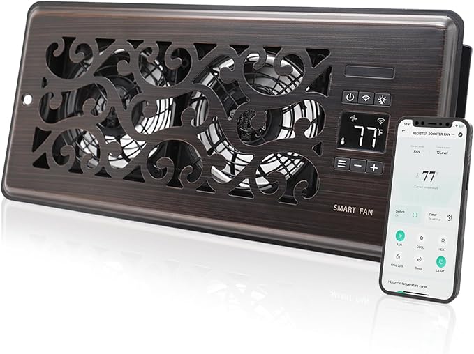 SmartFlow™ Pro Smart Register Booster Fan with Intelligent Thermostat, Remote Control & Quiet HVAC Airflow
