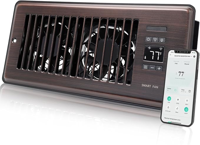 SmartFlow™ Pro Smart Register Booster Fan with Intelligent Thermostat, Remote Control & Quiet HVAC Airflow