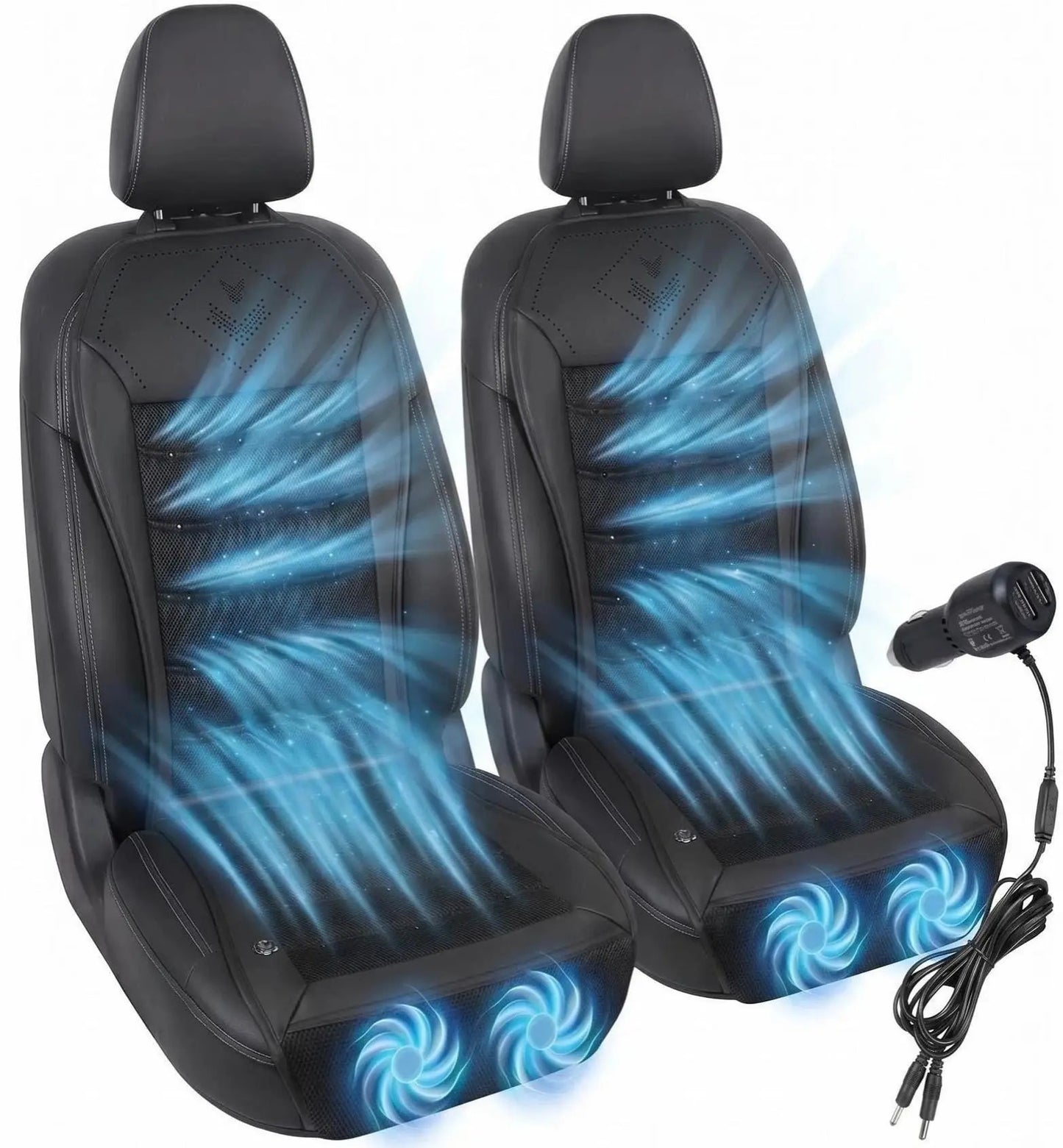 CoolDrive™ Pro Ventilated Car Seat Cushion with Smart Auto Cooling & Dual Fans