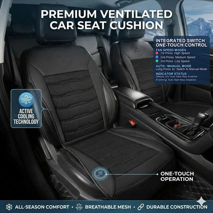 CoolDrive™ Pro Ventilated Car Seat Cushion with Smart Auto Cooling & Dual Fans
