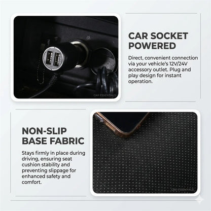 CoolDrive™ Pro Ventilated Car Seat Cushion with Smart Auto Cooling & Dual Fans