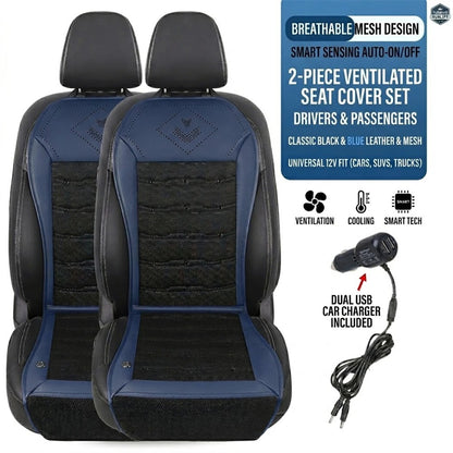 CoolDrive™ Pro Ventilated Car Seat Cushion with Smart Auto Cooling & Dual Fans