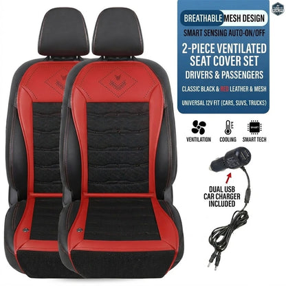 CoolDrive™ Pro Ventilated Car Seat Cushion with Smart Auto Cooling & Dual Fans